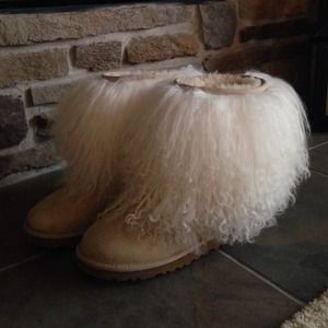 Ugg Sheepskin Cuff Mongolian Shearling Boots