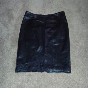Black leather pencil skirt