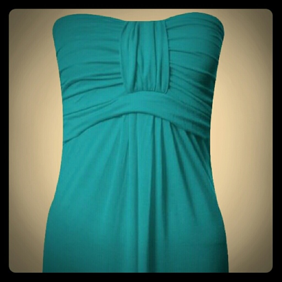 Long teal maxi dress with cute knot front detail - Picture 1 of 2