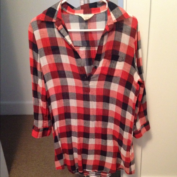 Navy and red plaid shirt