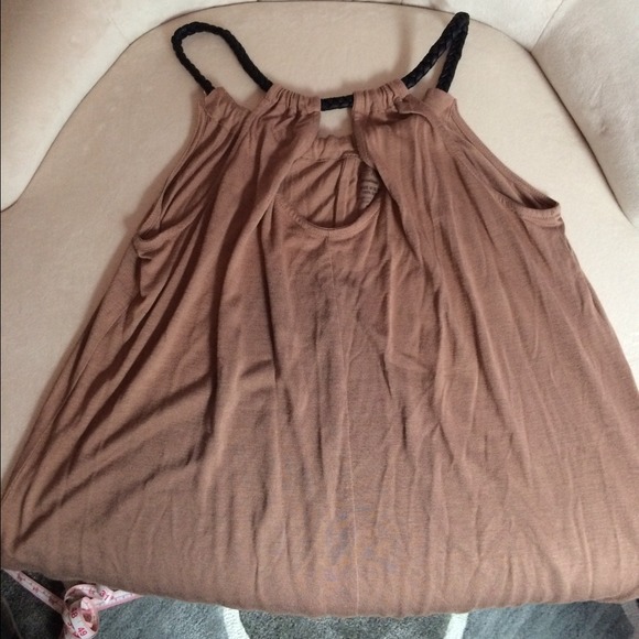 Brown tank with black rope straps. Size medium.