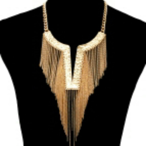 Unique Gold or Silver Long Necklace with Tassels - Picture 1 of 2