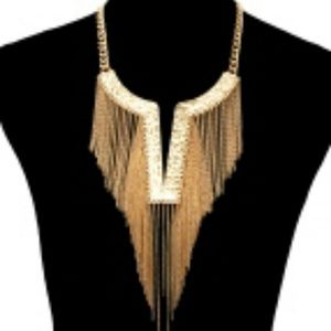 Unique Gold or Silver Long Necklace with Tassels