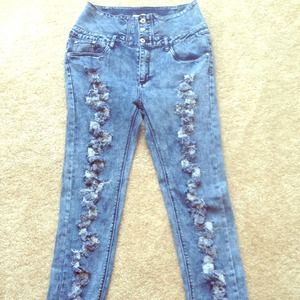 High waist distressed Skinny Jeans