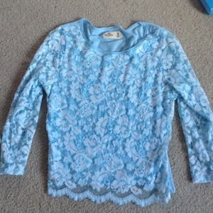 Blue lace top half sleeves