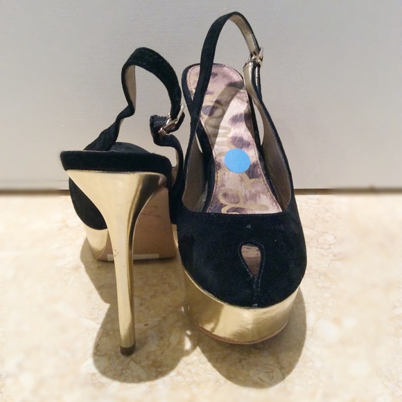 SAM EDELMAN NOVATO BLACK SUEDE PLATFORM HEELS