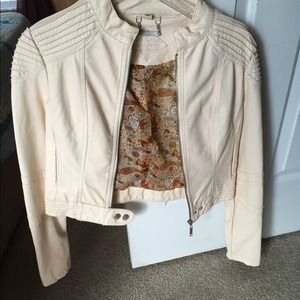 Cream/off-white womens leather jacket size small