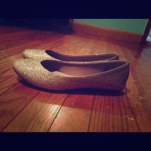 Sparkly gold ballet flats