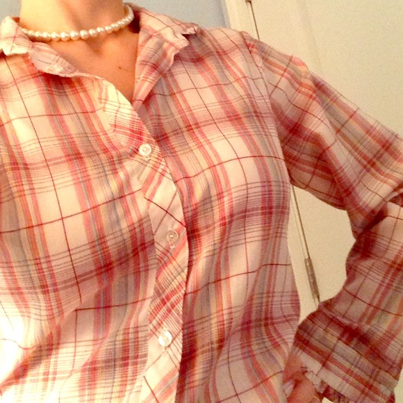 **VINTAGE** women's plaid oxford