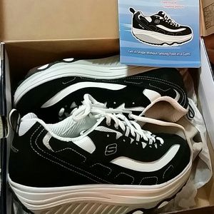 Skechers Shape ups,  Black, white and silver