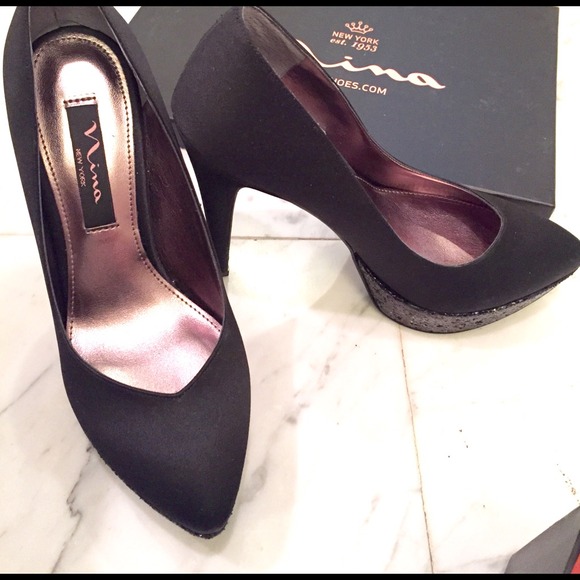 Nina Black Satin Rinaldi High Heels - Picture 2 of 4