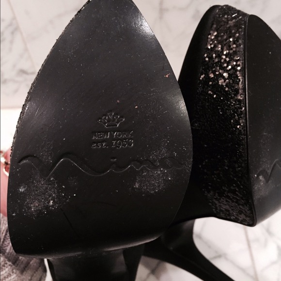 Nina Black Satin Rinaldi High Heels - Picture 3 of 4