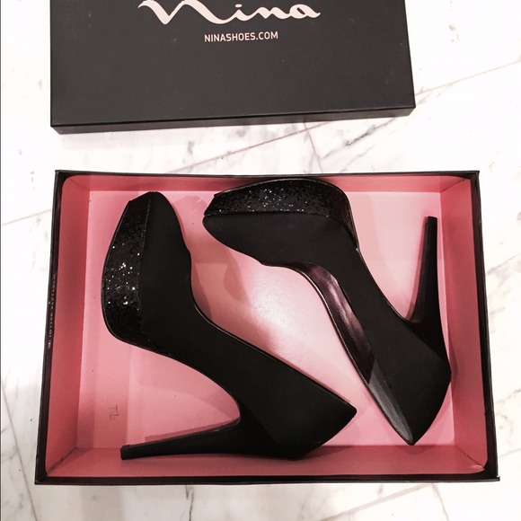 Nina Black Satin Rinaldi High Heels - Picture 4 of 4