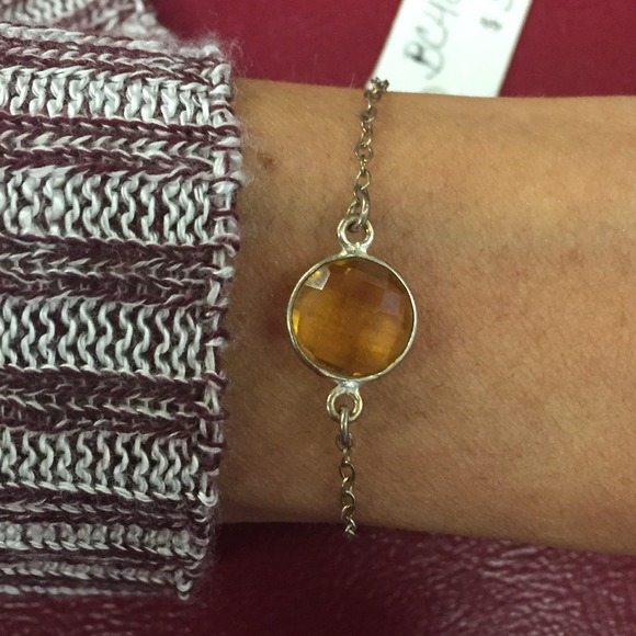 Bezel stone bracelet 14kt gf chain - Picture 4 of 4