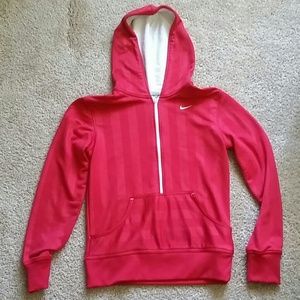 Red Nike hooded sweatshirt