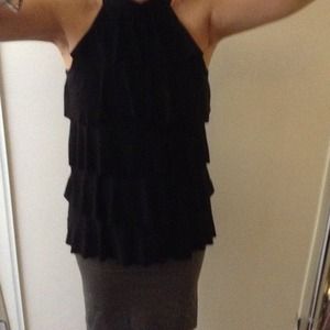 Black Layered Ruffle Top