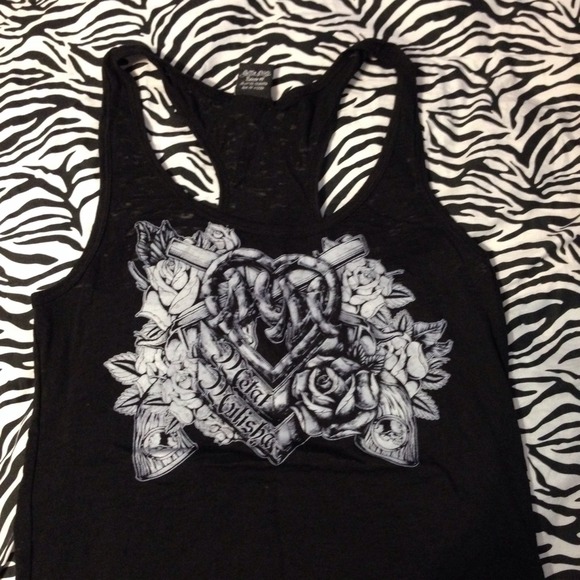 Black metal mulisha racer back tank top