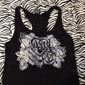 Black metal mulisha racer back tank top