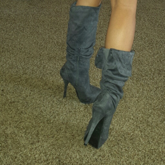 Grey stilleto boots