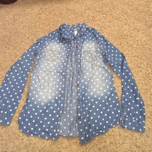 Girls Cherokee polka-dot denim shirt