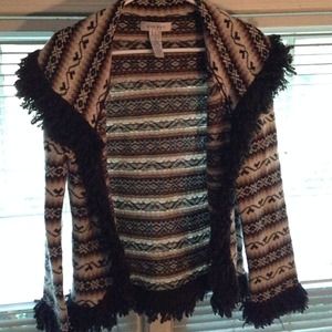 intarsia print sweater coat cardigan