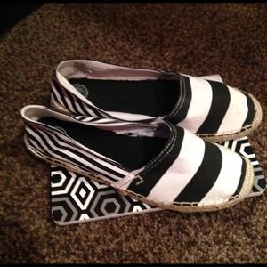 Black and White Slip On Shoes