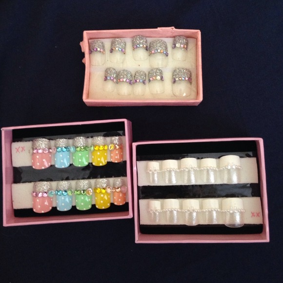 Three of them handmade fake nails