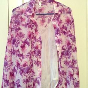 American Apparel Floral Chiffon Button-Up