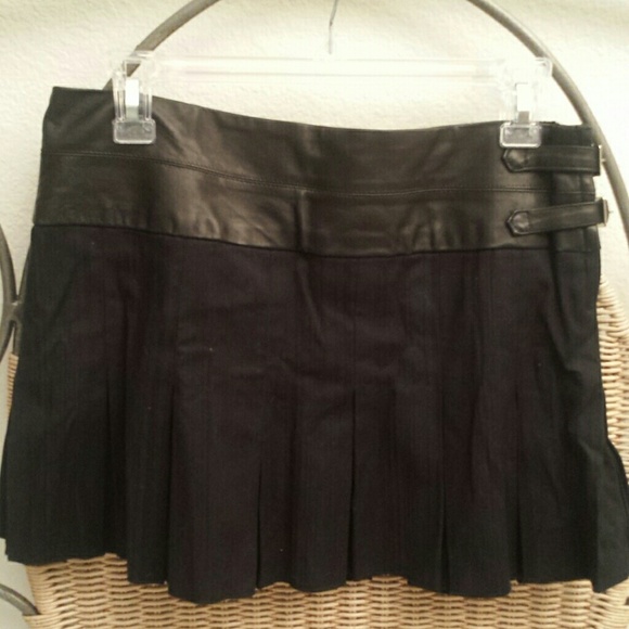 GilberGilmore Mini skirt with genuine leather - Picture 1 of 4