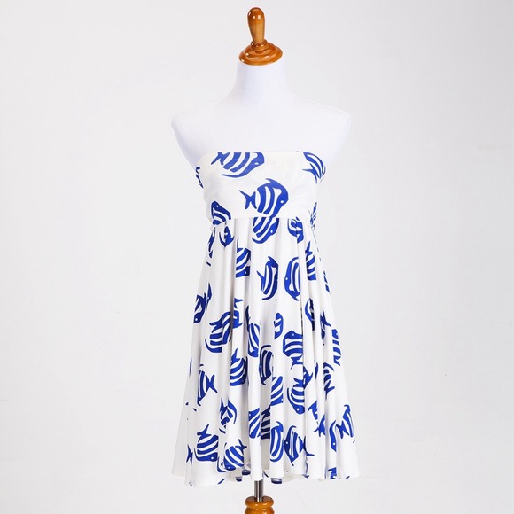 NWOT J. Crew blue fish detail 3in1 Dress size M