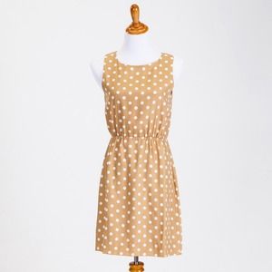 NWOT J. Crew gold & white dot dress size 6