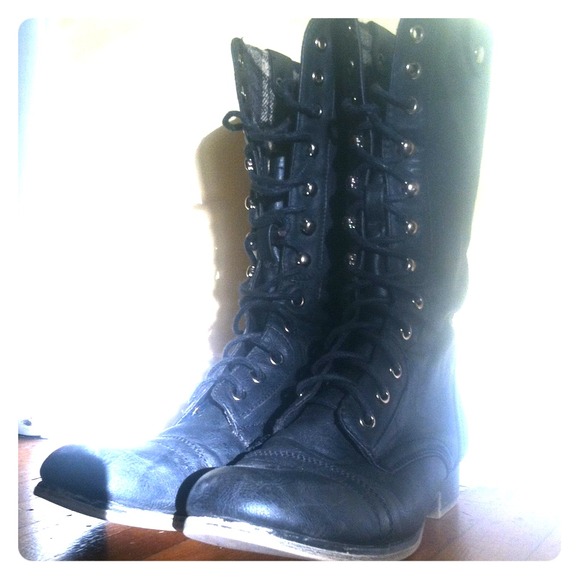 Black Steve Madden Combat Boots