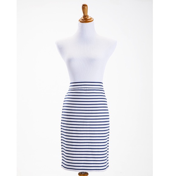 NWOT J. Crew white and blue striped skirt size 6