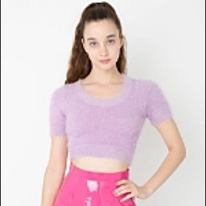 American Apparel Lilac Fuzzy Cropped Tee