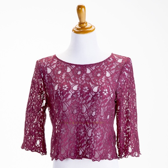 H&M Maroon lace top size 10