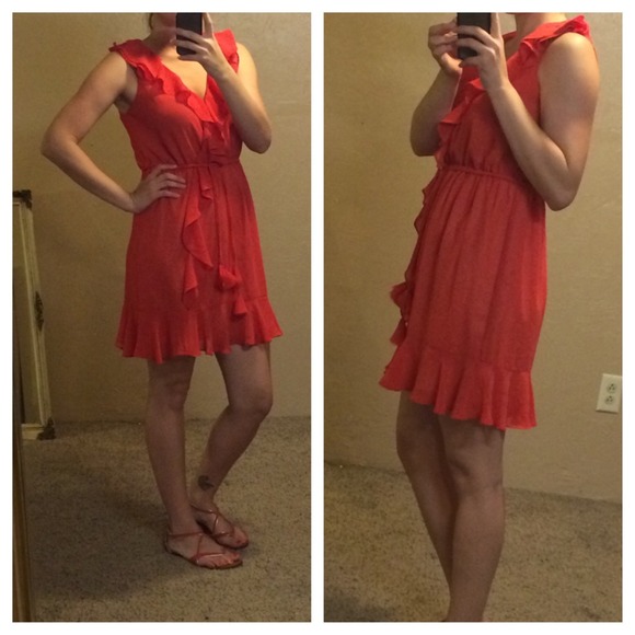 FOREVER 21 Metallic Orange Dress w/ details L - Picture 1 of 4