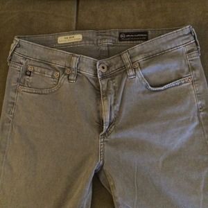 AG Edie gray brushed twill skinnies