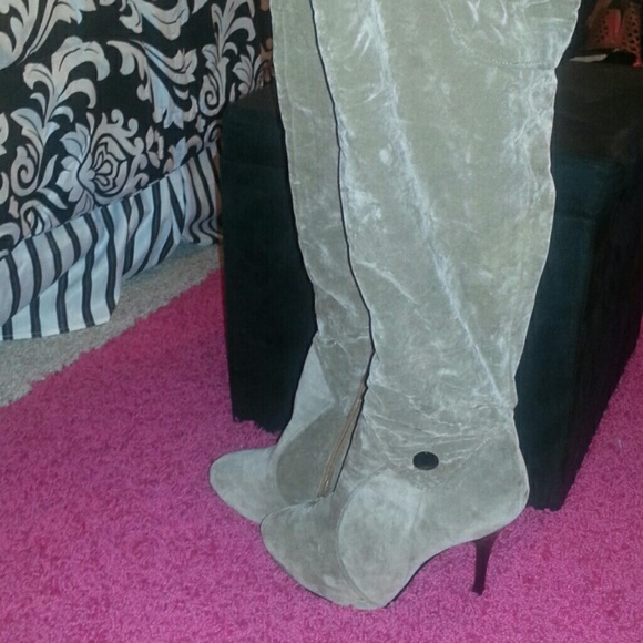Tan...Over-the-knee boot.