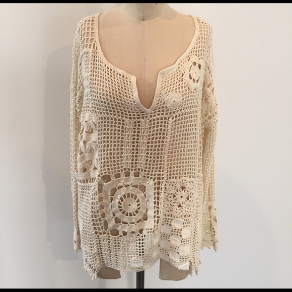 ❌SOLD❌Free People oversized crotchet tunic sweater - Picture 2 of 4