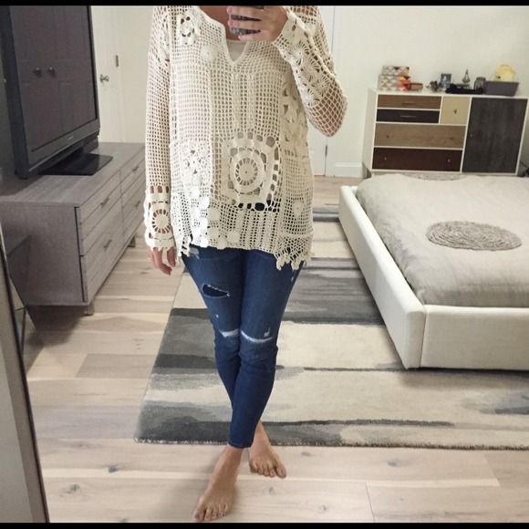 ❌SOLD❌Free People oversized crotchet tunic sweater - Picture 4 of 4