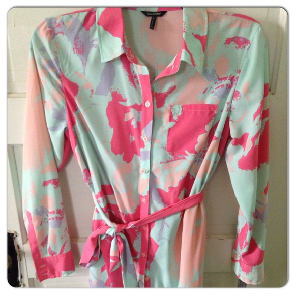 Tropical shirt dress