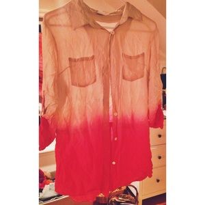 Ombré button up dip-dye shirt