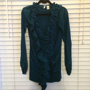 Anthropologie ruffle cardigan