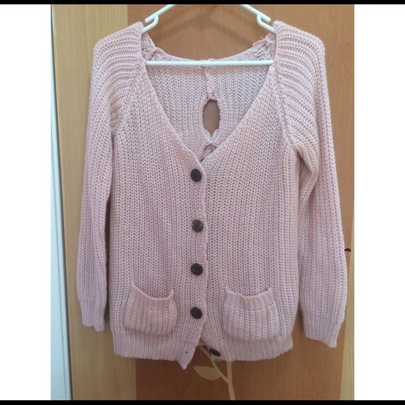 Dusty Pink Knitted Cardigan With Bow Detail - Picture 1 of 4