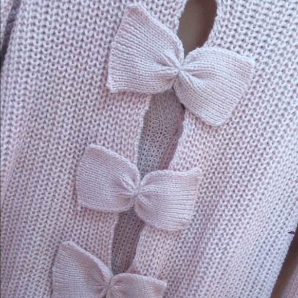 Dusty Pink Knitted Cardigan With Bow Detail - Picture 4 of 4