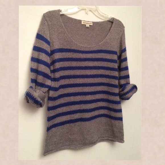 POOF EXCELLENCE NAVY & GREY STRIPED SWEATER - Picture 1 of 4