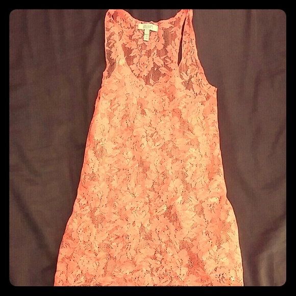 Neon orange lace tank top