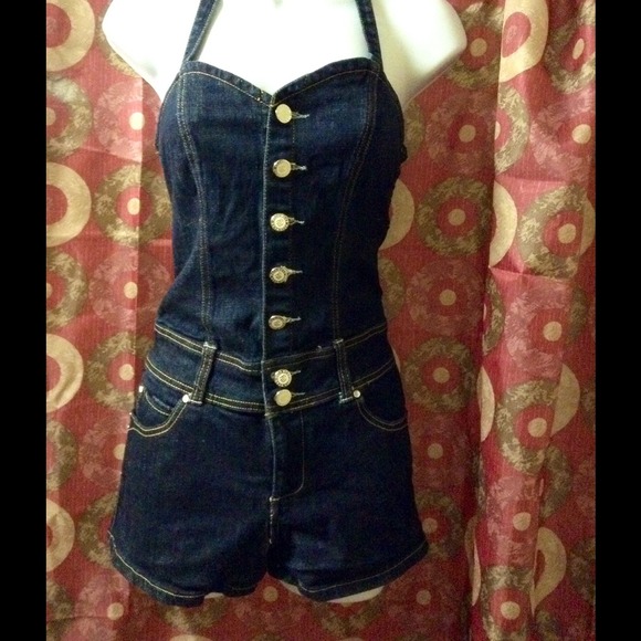 Denim jumper shorts