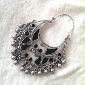 Dangly Silver+Black Earrings
