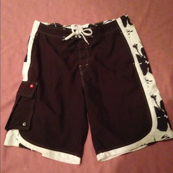 Men's Hawk brown bathing suit shorts size Large